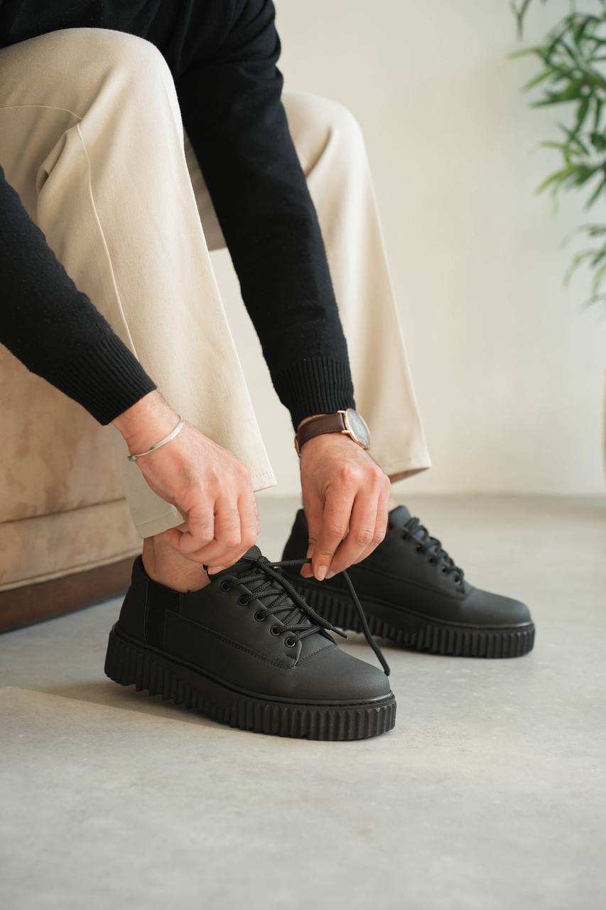 ZRK-X516 Premium Yüksek Kalite Kalın Taban Siyah Günlük Erkek Sneaker