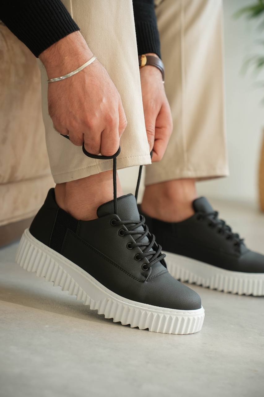 ZRK-X516 Premium Yüksek Kalite Kalın Taban Siyah Beyaz Günlük Erkek Sneaker