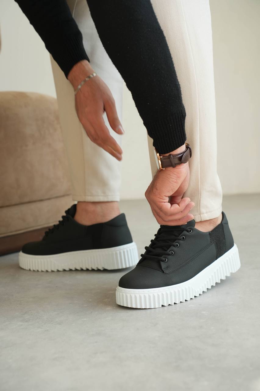 ZRK-X516 Premium Yüksek Kalite Kalın Taban Siyah Beyaz Günlük Erkek Sneaker