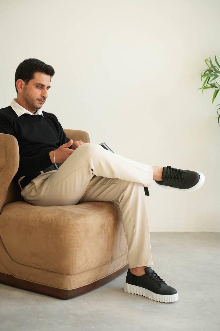 ZRK-X516 Premium Yüksek Kalite Kalın Taban Siyah Beyaz Günlük Erkek Sneaker