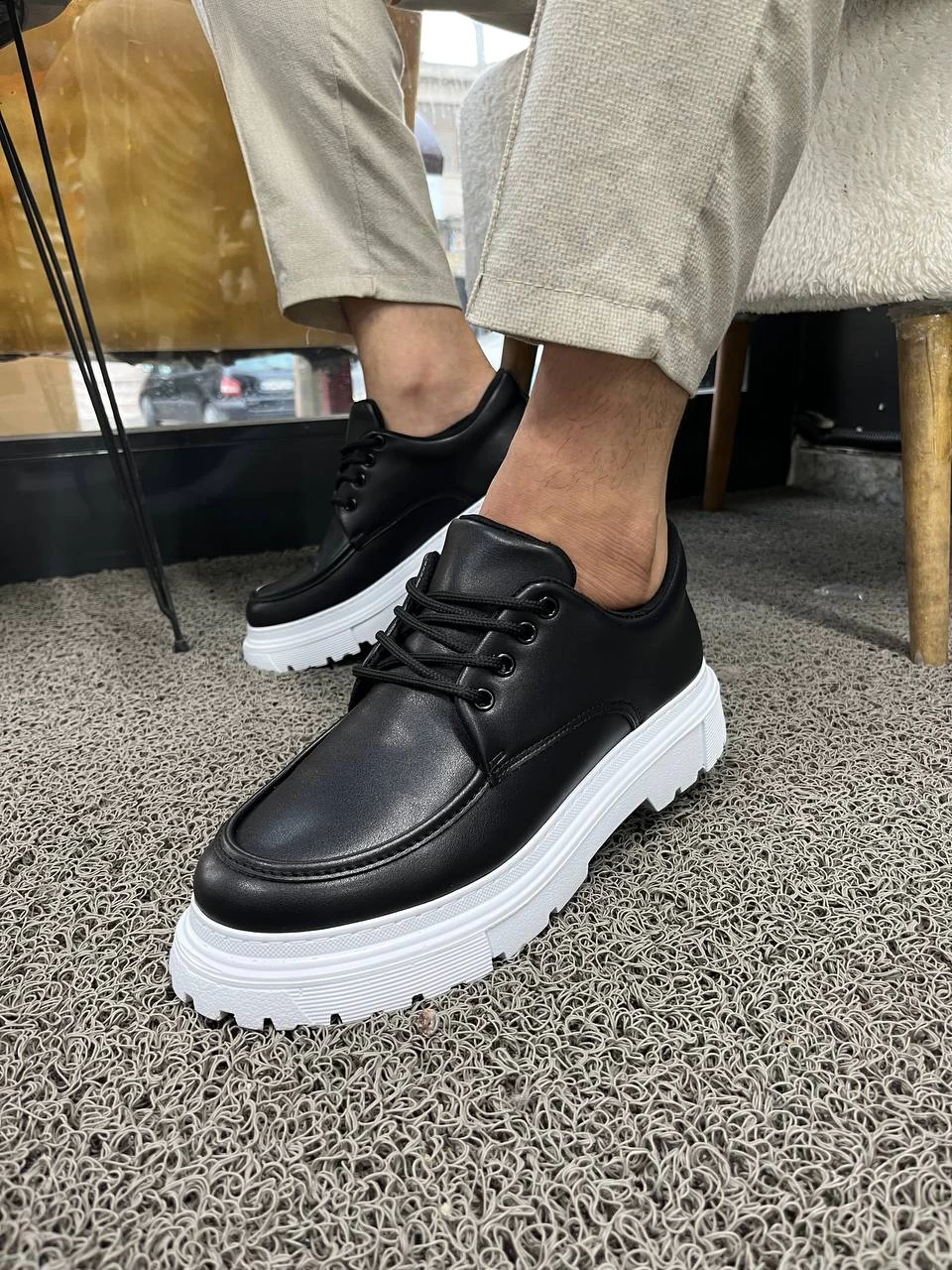 ZRK-X6 Premium Siyah Beyaz Bağcıklı Günlük Erkek Klasik Ayakkabı