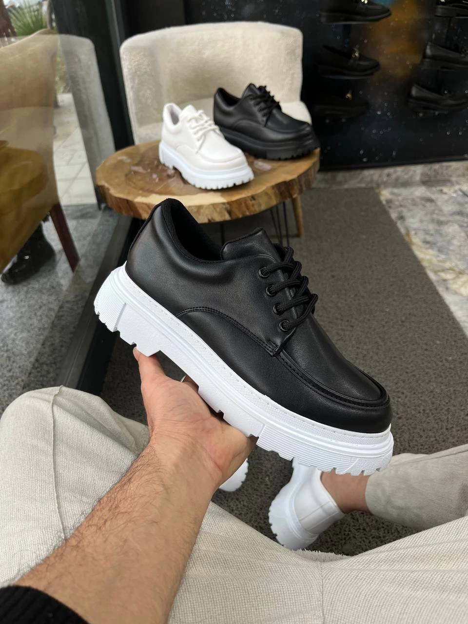 ZRK-X6 Premium Siyah Beyaz Bağcıklı Günlük Erkek Klasik Ayakkabı