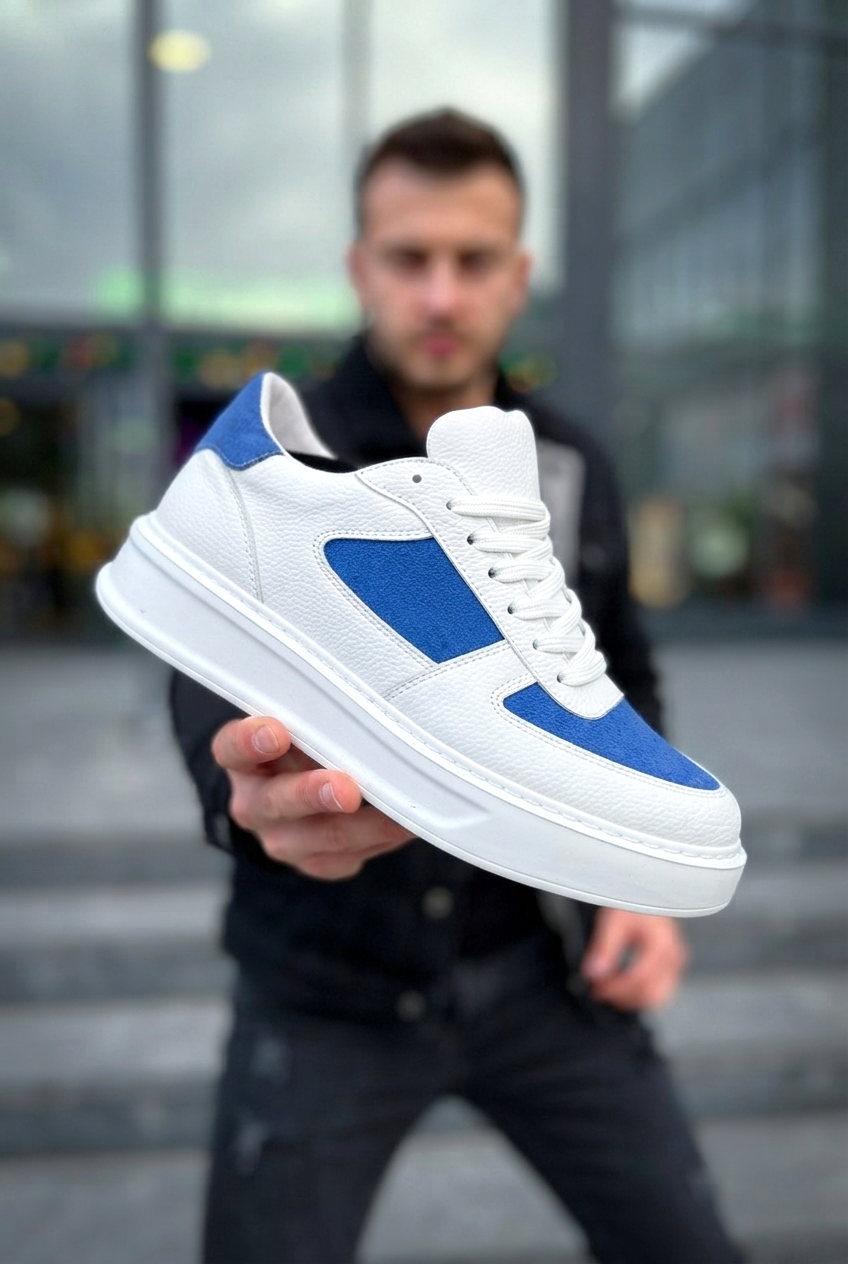 ZRK-X8 Yüksek Kalite Kalın Taban Beyaz Mavi Süet Günlük Erkeke Sneaker