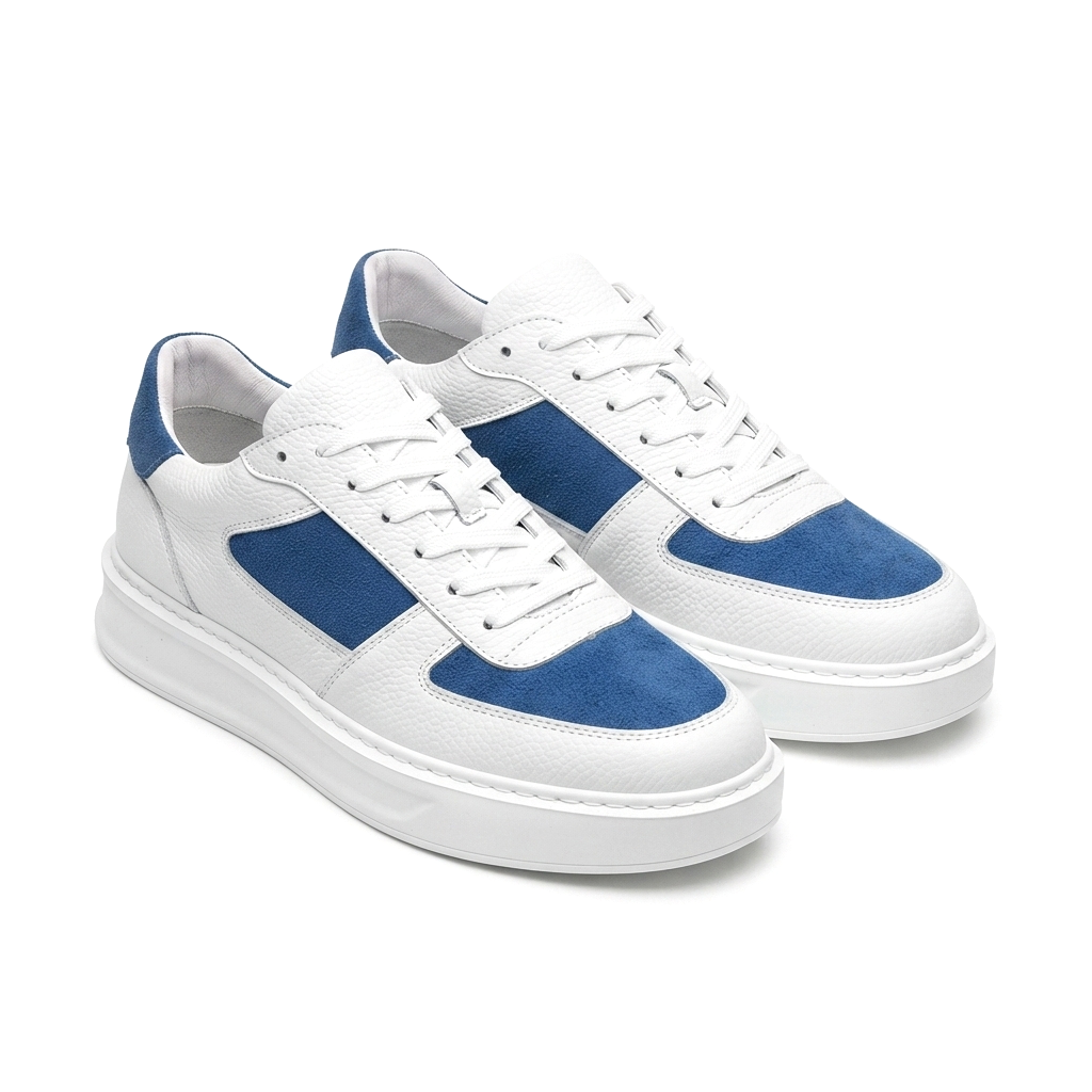 ZRK-X8 Yüksek Kalite Kalın Taban Beyaz Mavi Süet Günlük Erkeke Sneaker