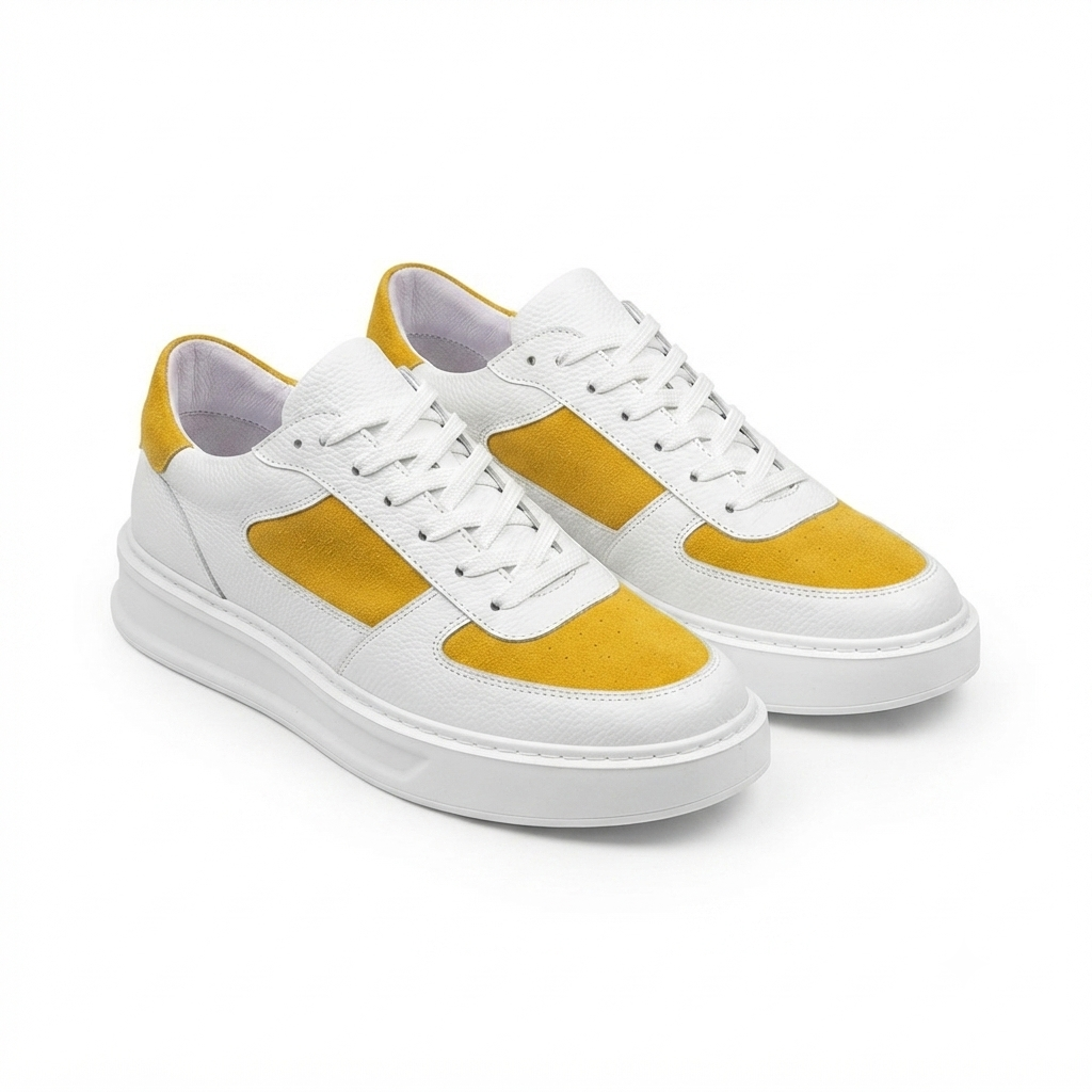 ZRK-X8 Yüksek Kalite Kalın Taban Beyaz Sarı Süet Günlük Erkeke Sneaker