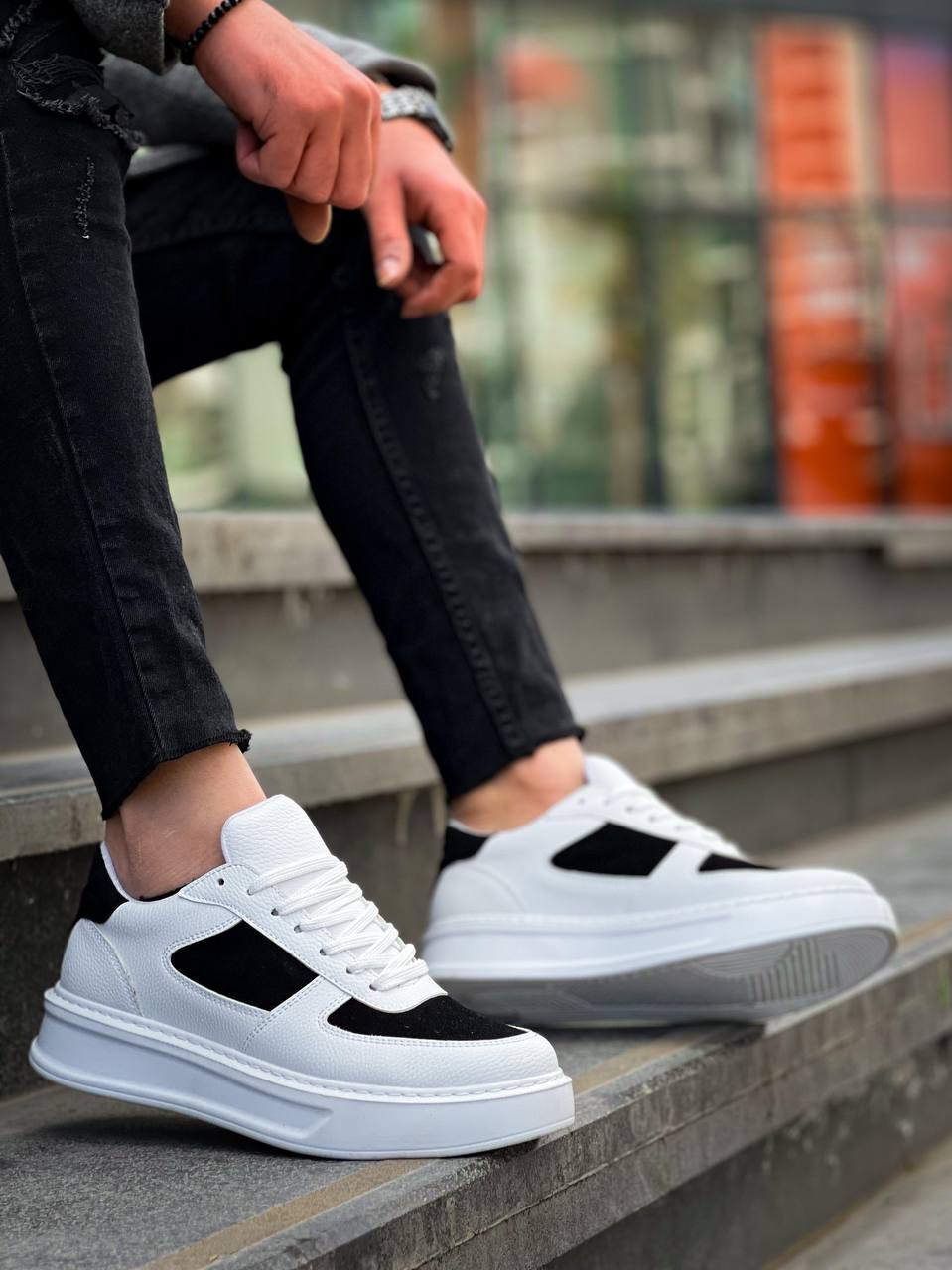 ZRK-X8 Yüksek Kalite Kalın Taban Beyaz Siyah Günlük Erkek Sneaker