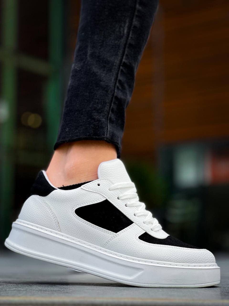 ZRK-X8 Yüksek Kalite Kalın Taban Beyaz Siyah Günlük Erkek Sneaker