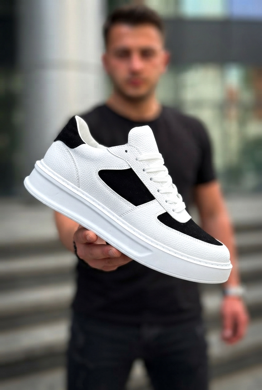 ZRK-X8 Yüksek Kalite Kalın Taban Beyaz Siyah Günlük Erkek Sneaker