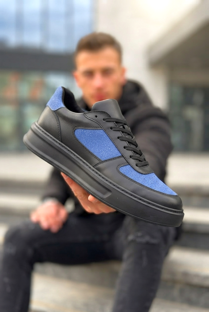ZRK-X8 Yüksek Kalite Kalın Taban Siyah Mavi Süet Günlük Erkek Sneaker