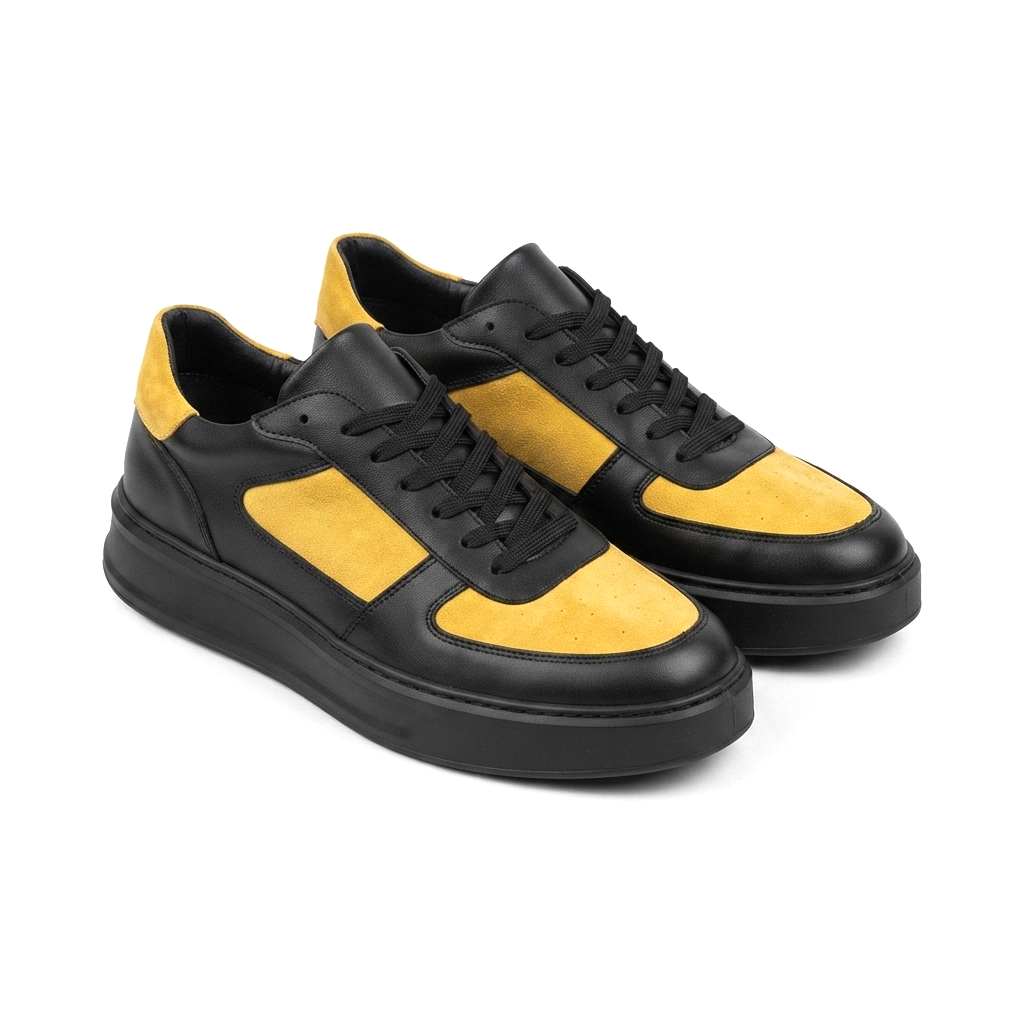 ZRK-X8 Yüksek Kalite Kalın Taban Siyah Sarı Günlük Erkek Sneaker