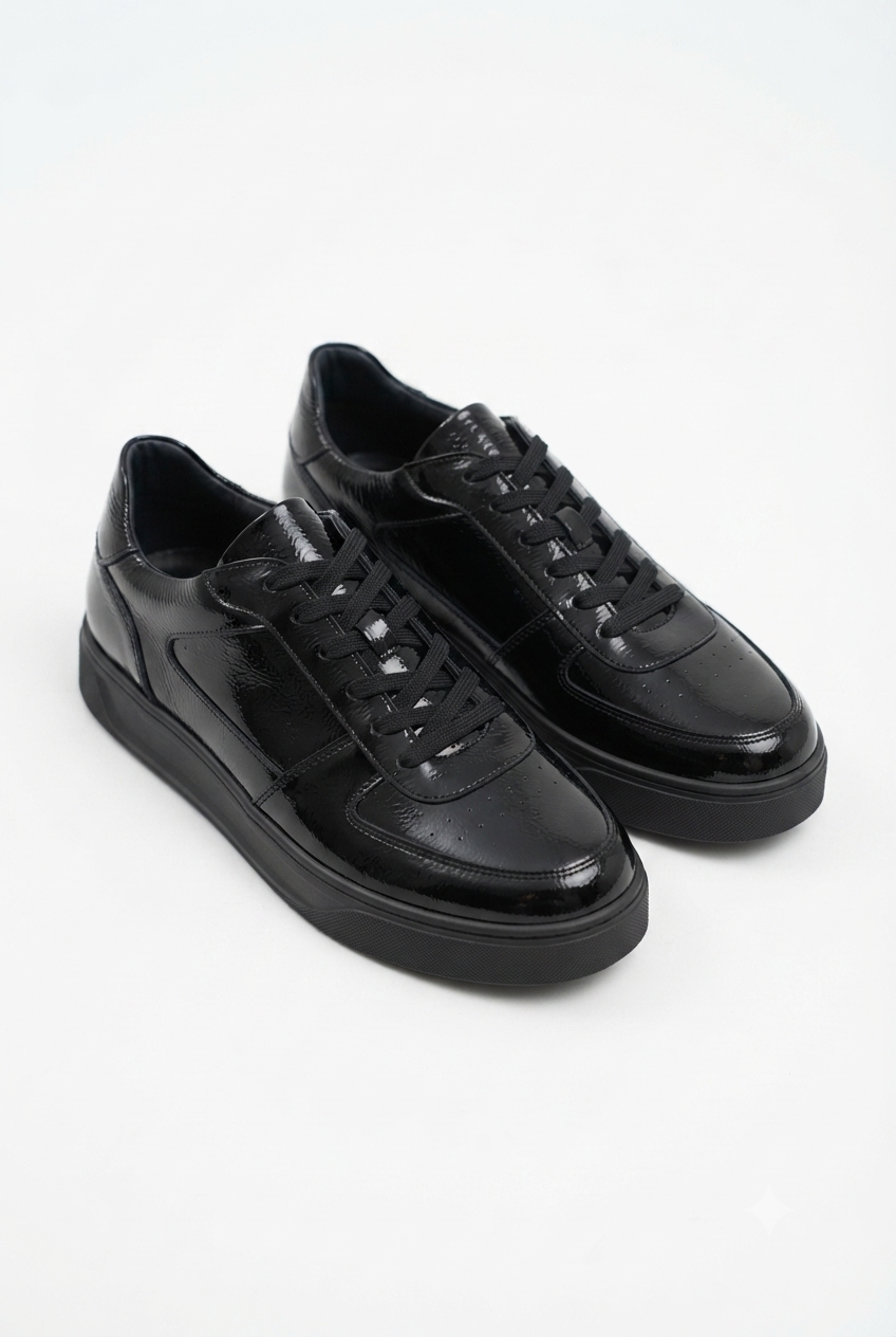ZRK-X9 Yüksek Kalite Kalın Taban Siyah Rugan Force Erkek Sneaker