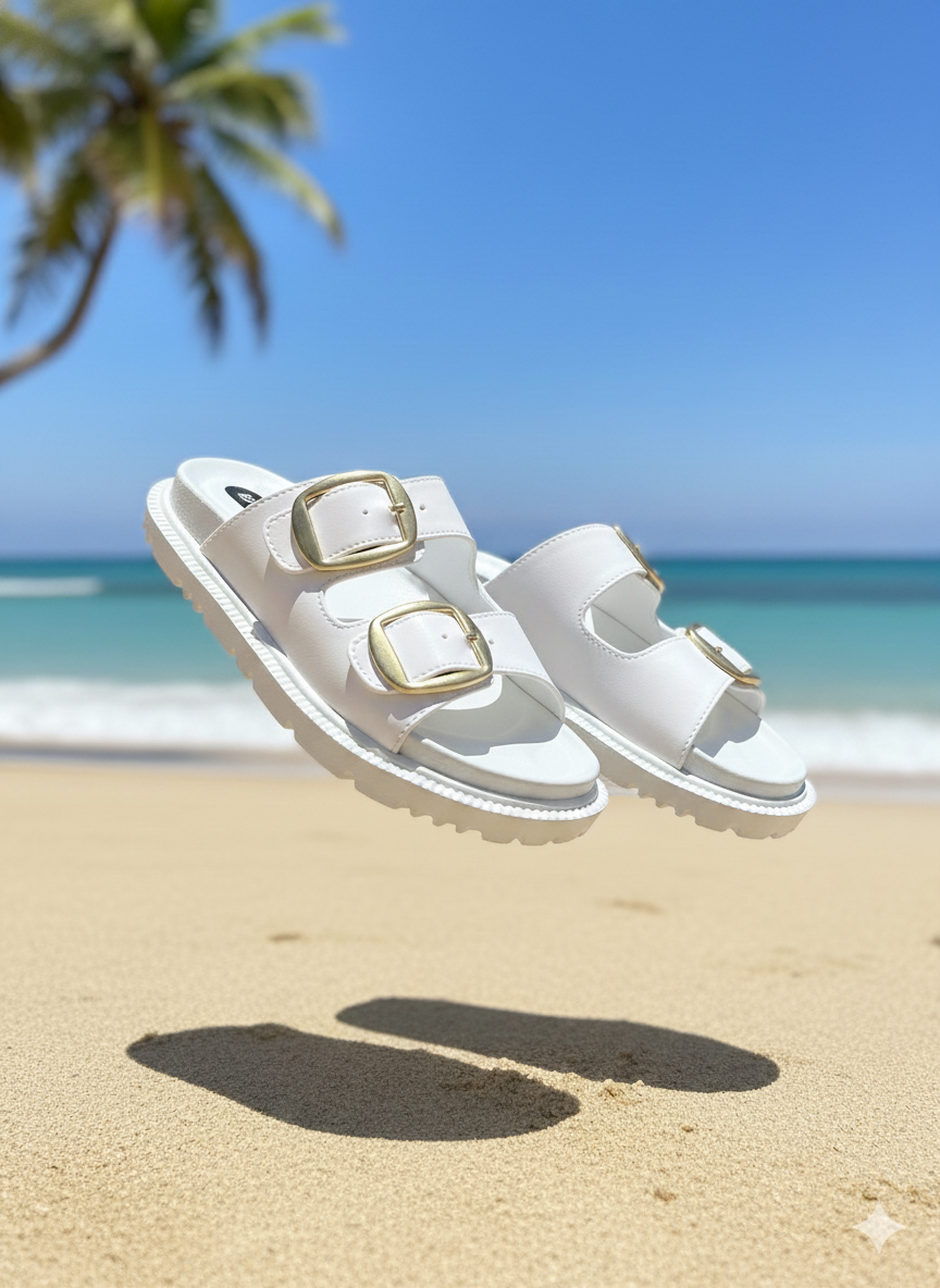 ZRKX-1 Beyaz Plaj Yazlık Günlük Kadın Terlik