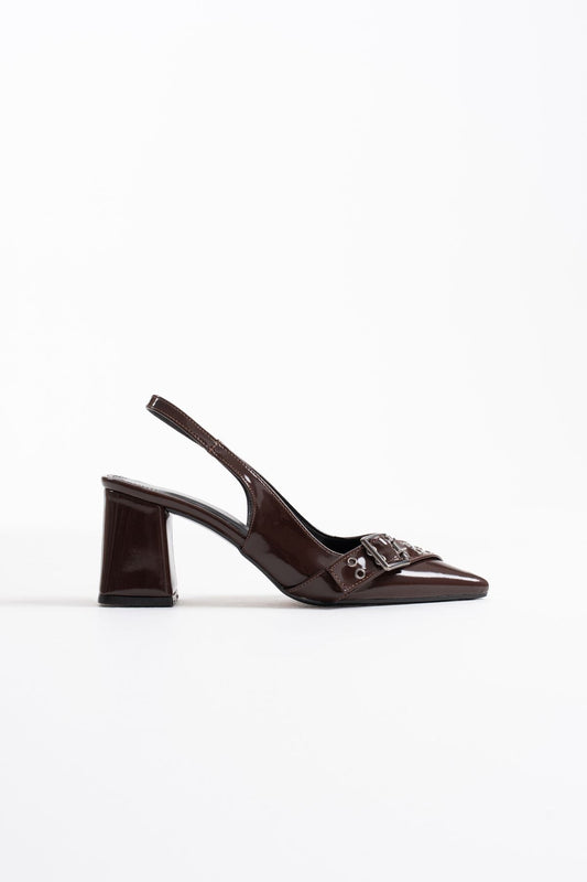 Keira Premium Dark Brown Leather Women's High Heels