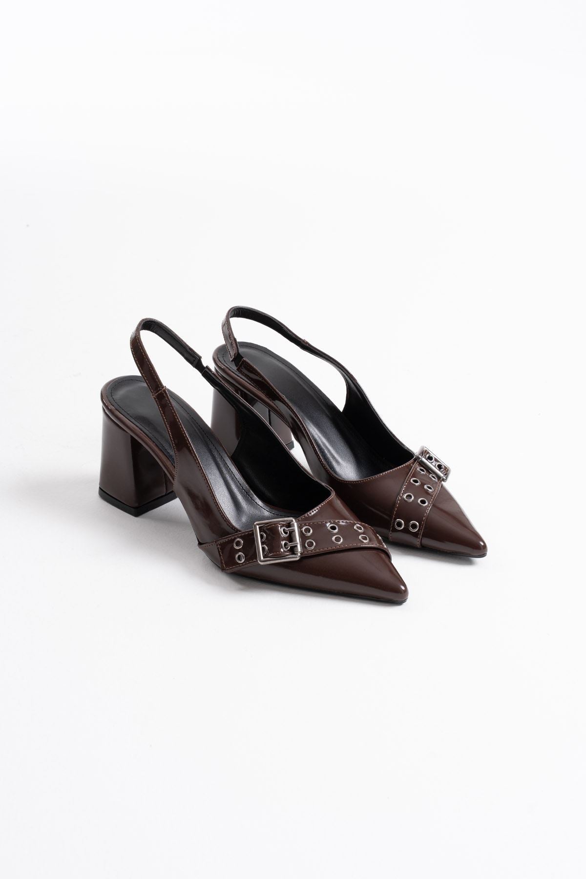Keira Premium Dark Brown Leather Women's High Heels
