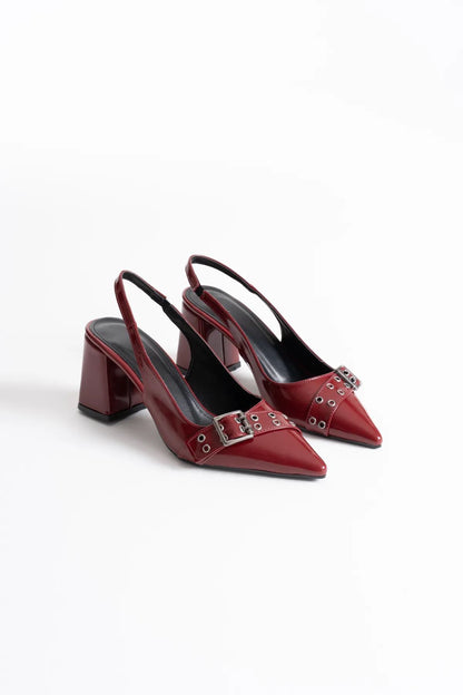 Keira Premium Burgundy Patent Leather Women's High Heel Shoes