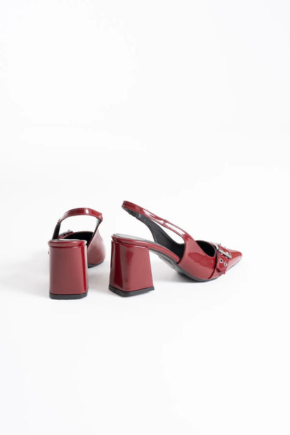 Keira Premium Burgundy Patent Leather Women's High Heel Shoes
