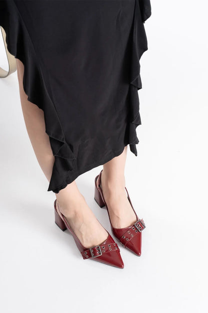 Keira Premium Burgundy Patent Leather Women's High Heel Shoes