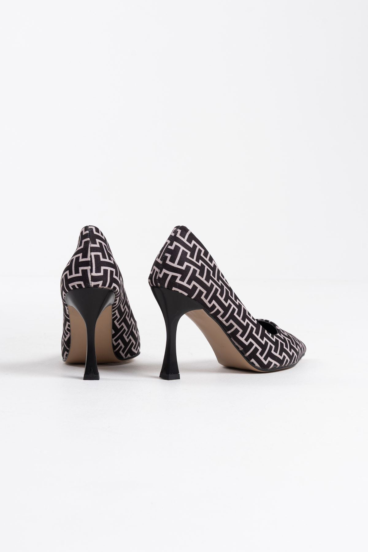 Kelsey Premium Kadın Siyah Desenli Stiletto