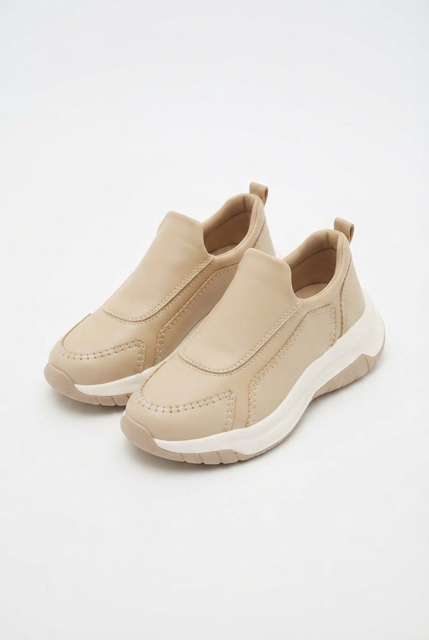 Kendy Premium Beige Stretch Detailed Women's Sneakers