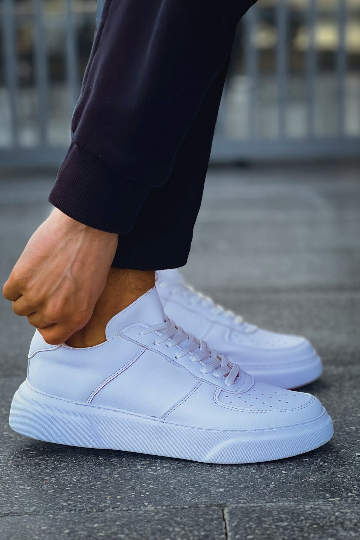 ZRC087 Premium Bağcıklı Casual Erkek Sneaker Beyaz