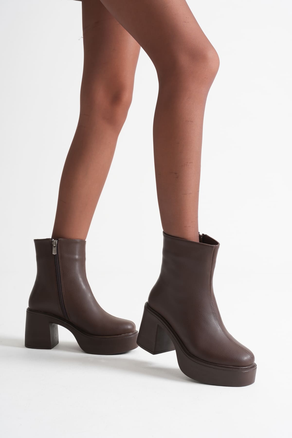 Katy Premium Women's Dark Brown Block Heel Boots