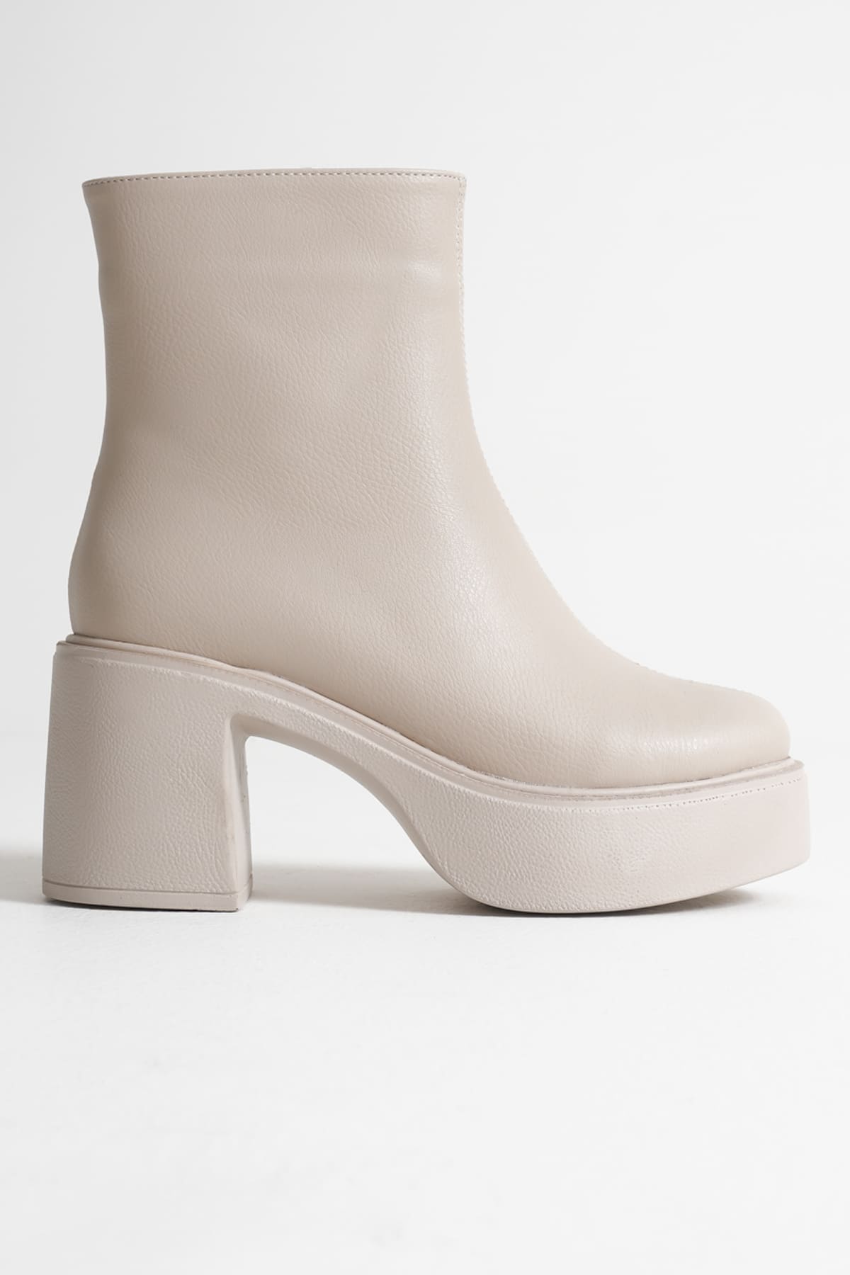 Katy Premium Women's Beige Block Heel Boots