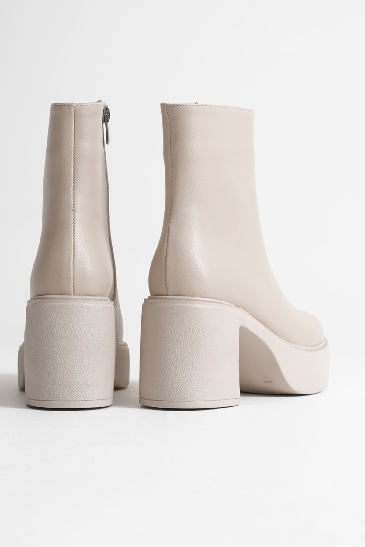 Katy Premium Women's Beige Block Heel Boots