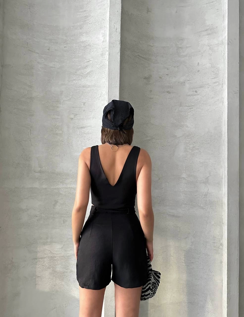 KETLİN Linen Shorts Women's Suit Black