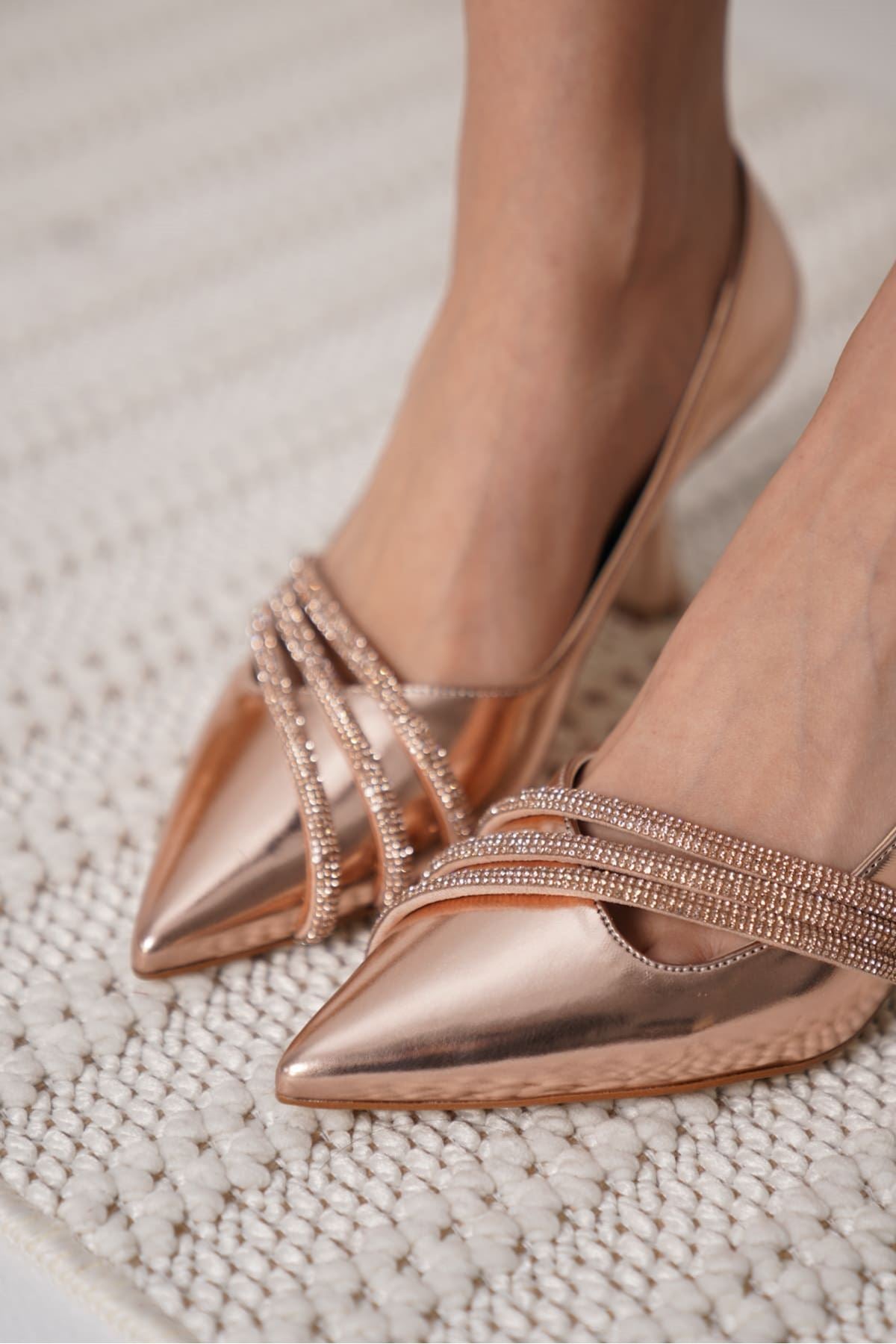 Klay Premium Rose Gold Patent Leather Women's High Heels