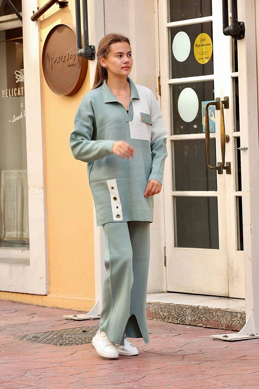 Bird's Eye Knitwear Set Mint Green