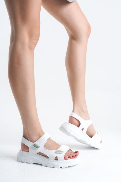 LAMIA Velcro Orthopedic Sole Women's Sandals - White