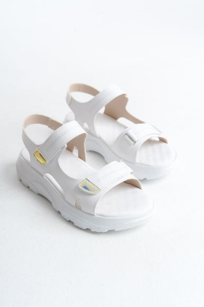 LAMIA Velcro Orthopedic Sole Women's Sandals - White