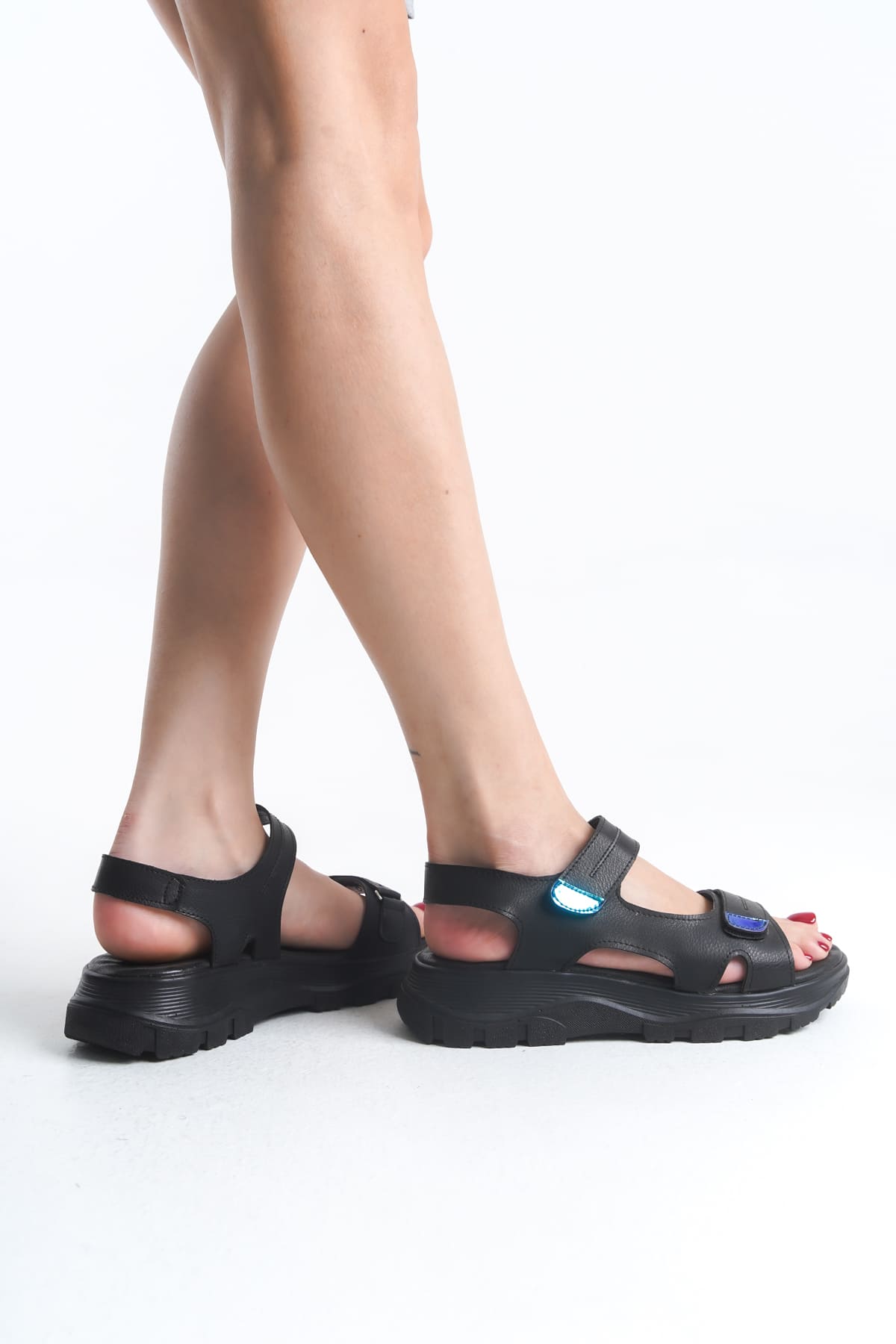LAMIA Velcro Orthopedic Sole Women's Sandals - Black