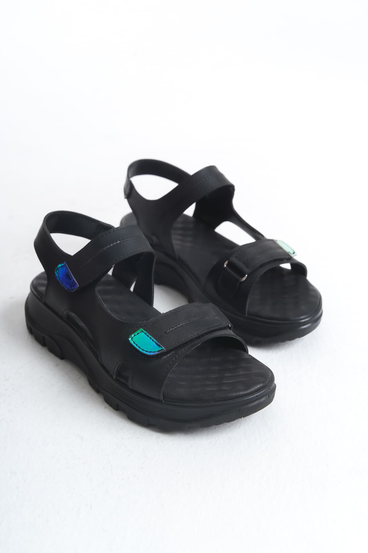 LAMIA Velcro Orthopedic Sole Women's Sandals - Black