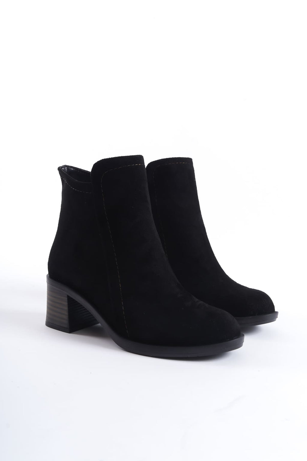 LARIO Zippered Orthopedic Sole Heeled Suede Women's Boots - Black