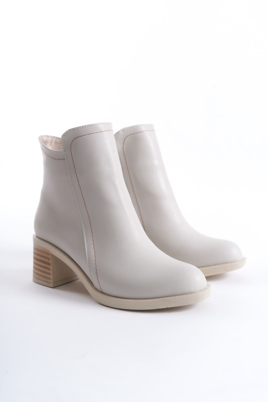 LARIO Zippered Orthopedic Sole Heeled Women's Boots - Cream
