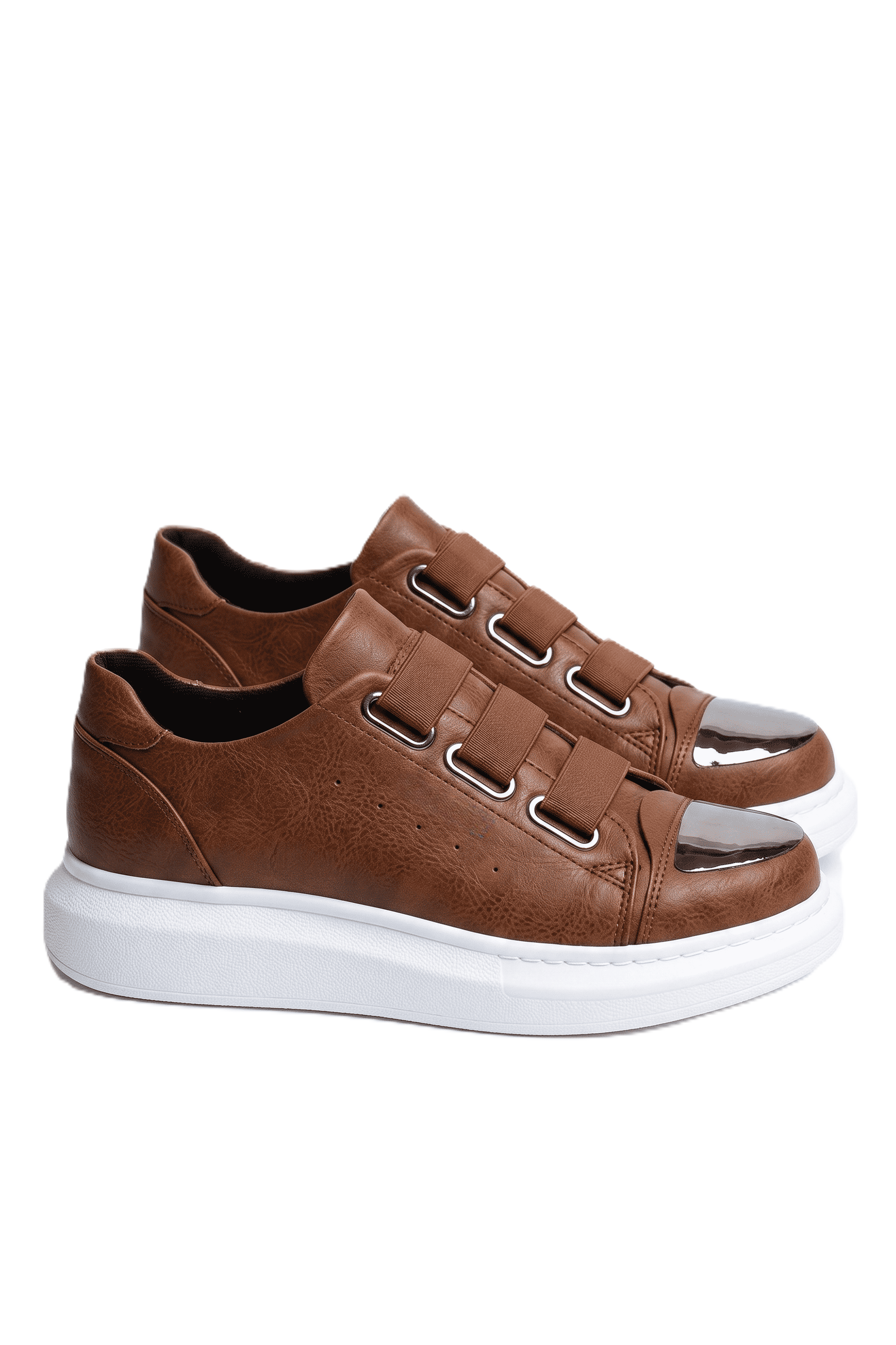 Latakia Premium Lastikli Erkek Günlük Sneaker Taba Beyaz
