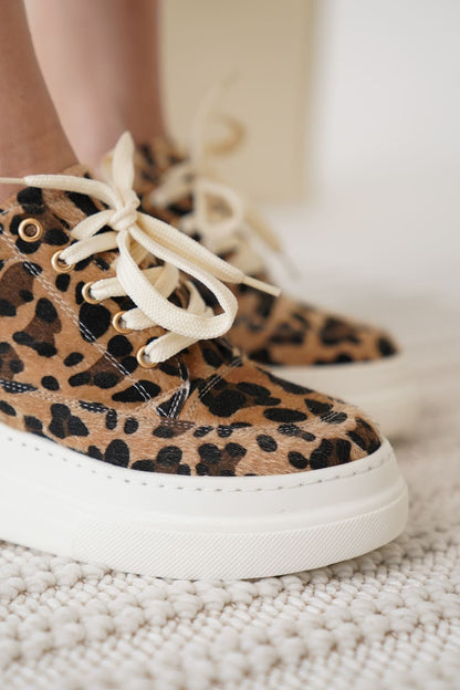 Alexis Premium Hidden Heel White Leopard Women's Sneakers 