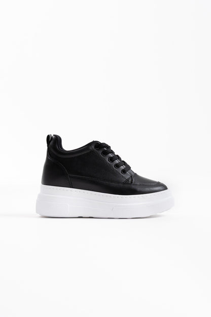 Alexis Premium Hidden Heel Black White Women's Sneakers