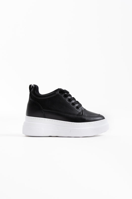 Alexis Premium Hidden Heel Black White Women's Sneakers