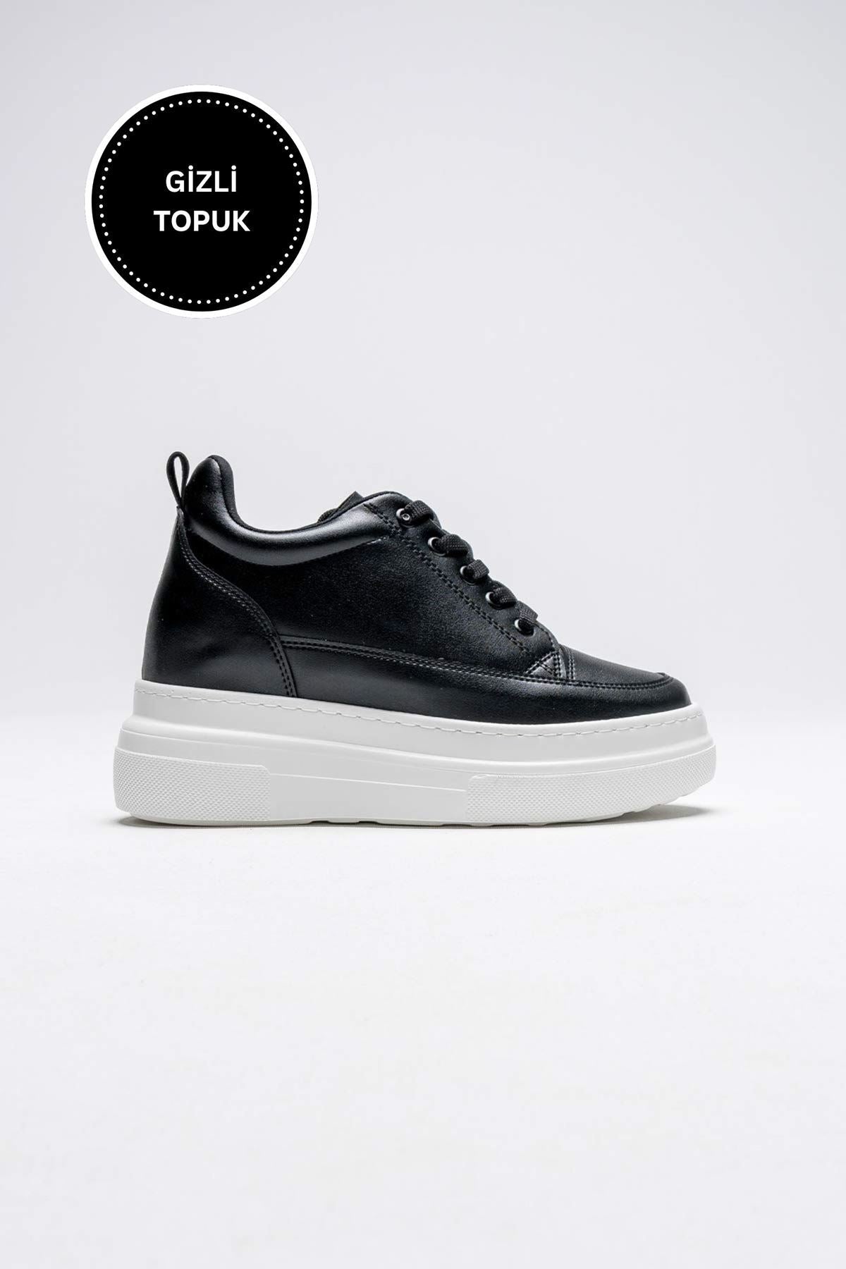Alexis Premium Hidden Heel Black White Women's Sneakers