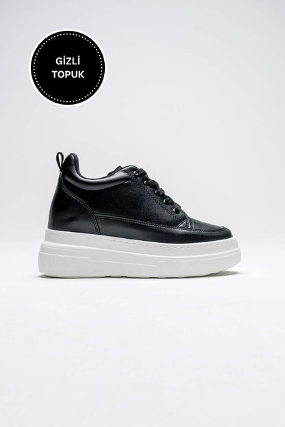 Alexis Premium Hidden Heel Black White Women's Sneakers