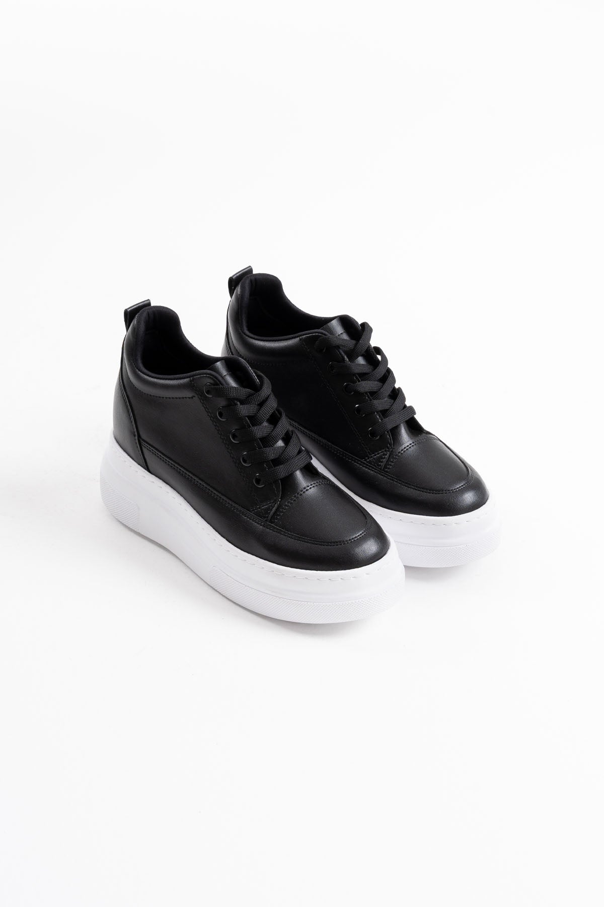 Alexis Premium Hidden Heel Black White Women's Sneakers