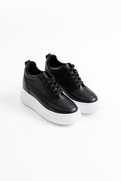 Alexis Premium Hidden Heel Black White Women's Sneakers