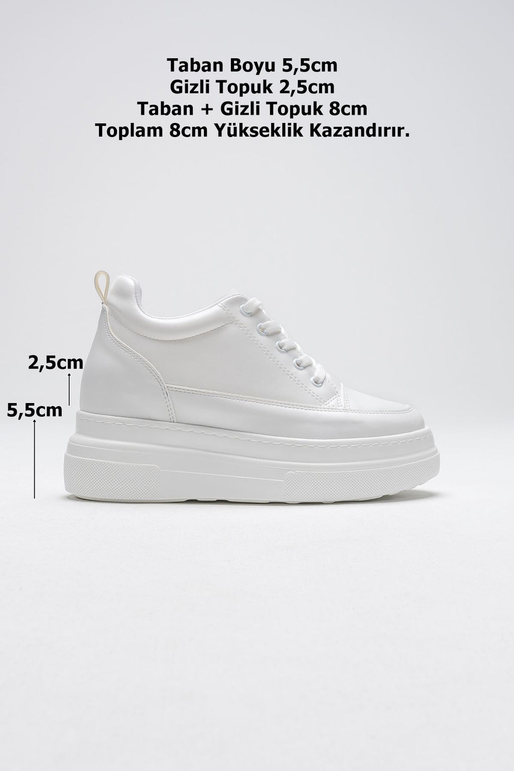 Alexis Premium Hidden Heel Women's White Sneakers 