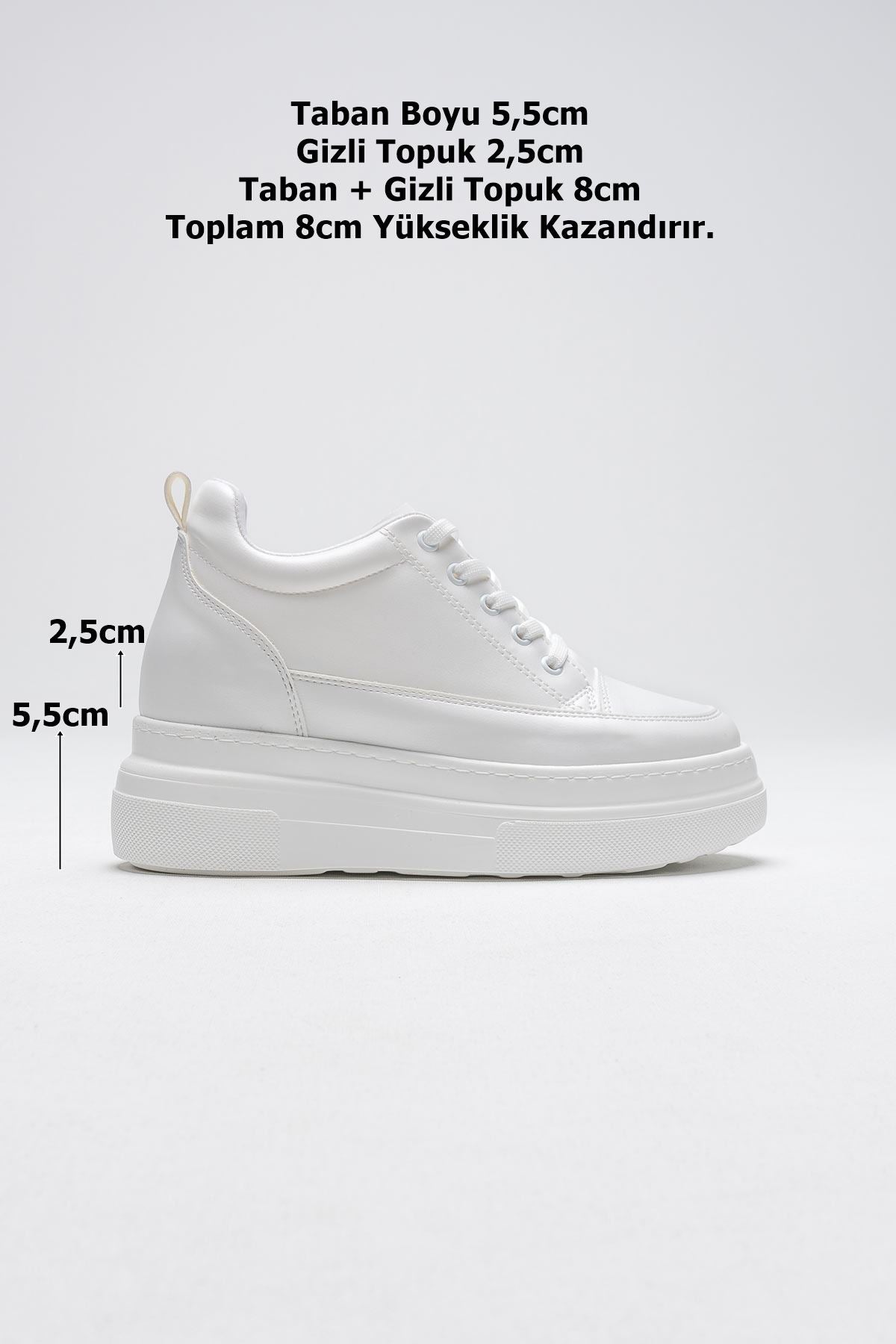 Alexis Premium Hidden Heel Women's White Sneakers 