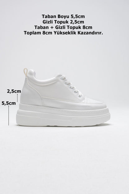 Alexis Premium Hidden Heel Women's White Sneakers 