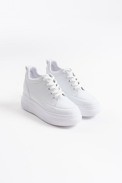 Alexis Premium Hidden Heel Women's White Sneakers 