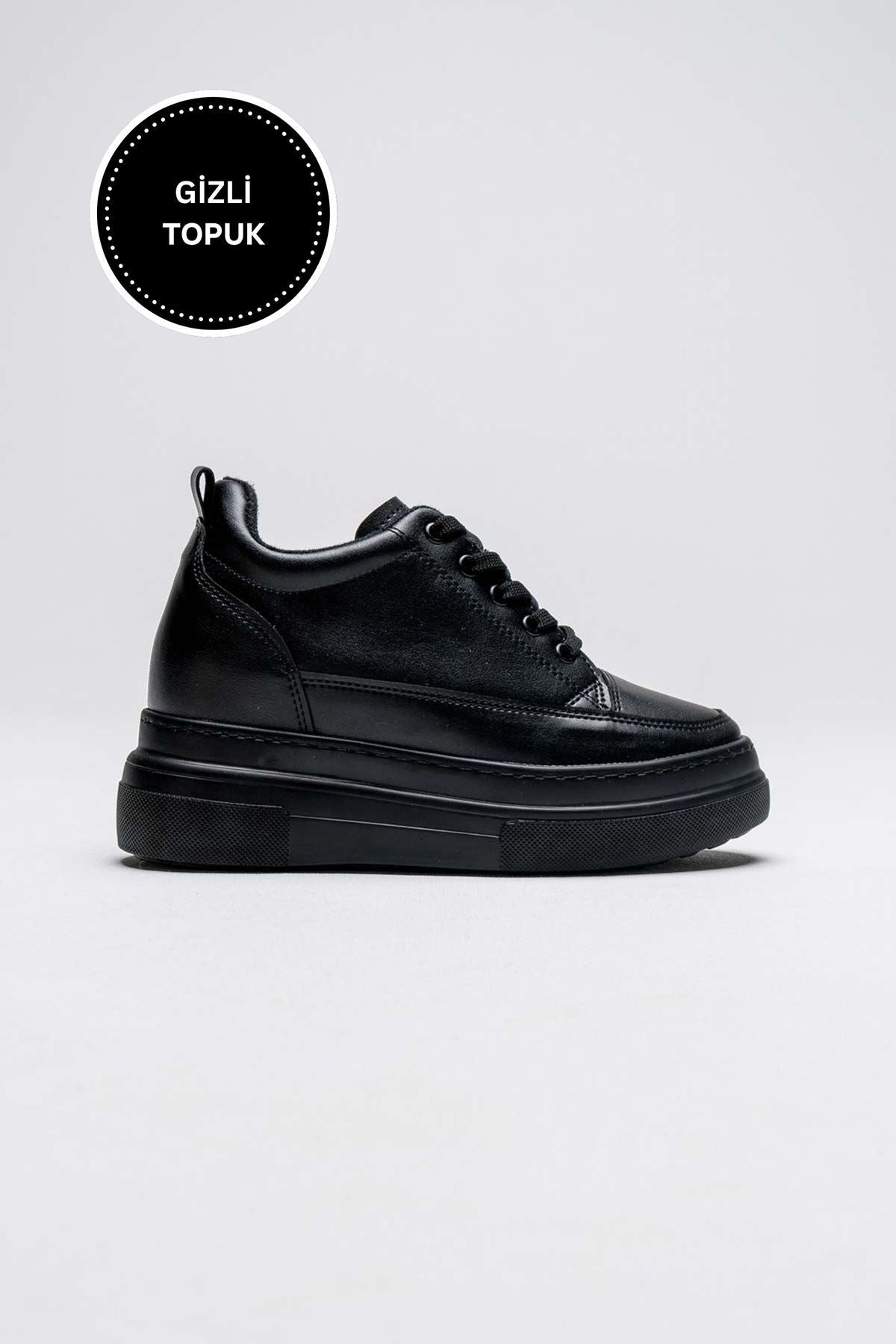 Alexis Premium Hidden Heel Black Women's Sneakers