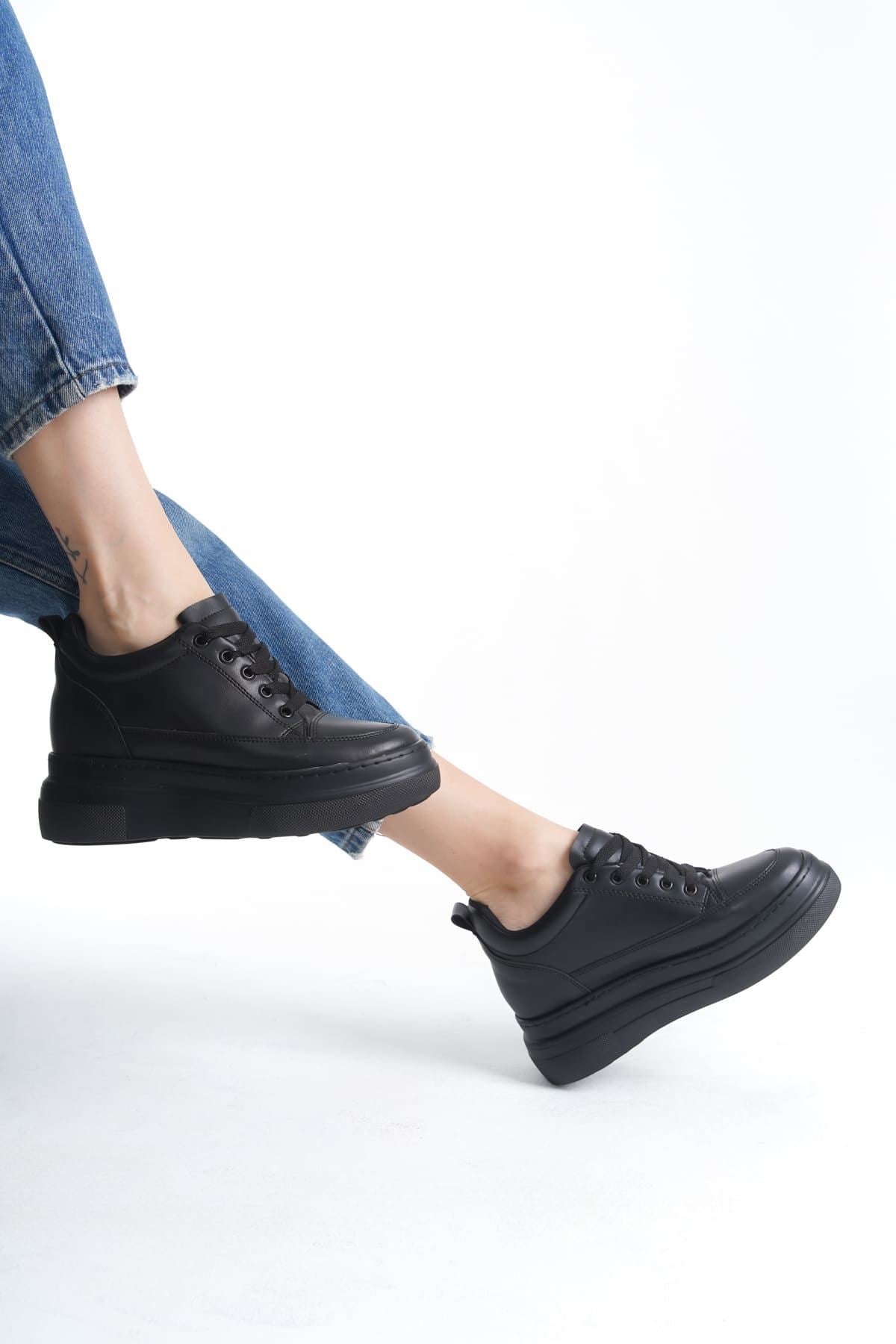 Alexis Premium Hidden Heel Black Women's Sneakers
